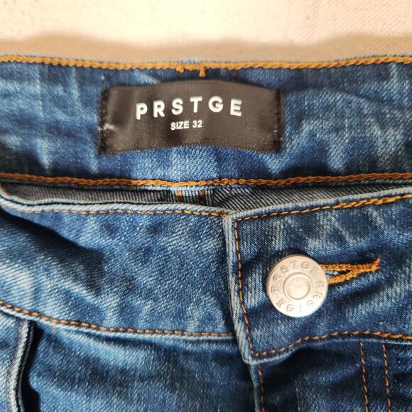 PRSTGE Cargo Snap and Zip Blue Jeans Mens Size 32 Denim Pants Streetwear - Picture 3 of 16